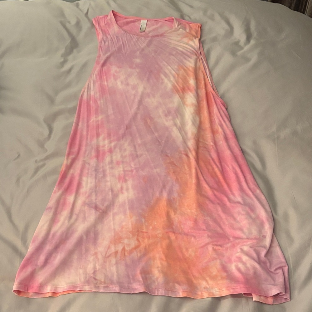 American Apparel Pink and Orange Tie-Dye Mini Dress